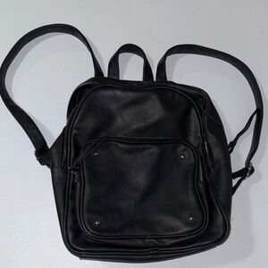 Black leather back pack bag